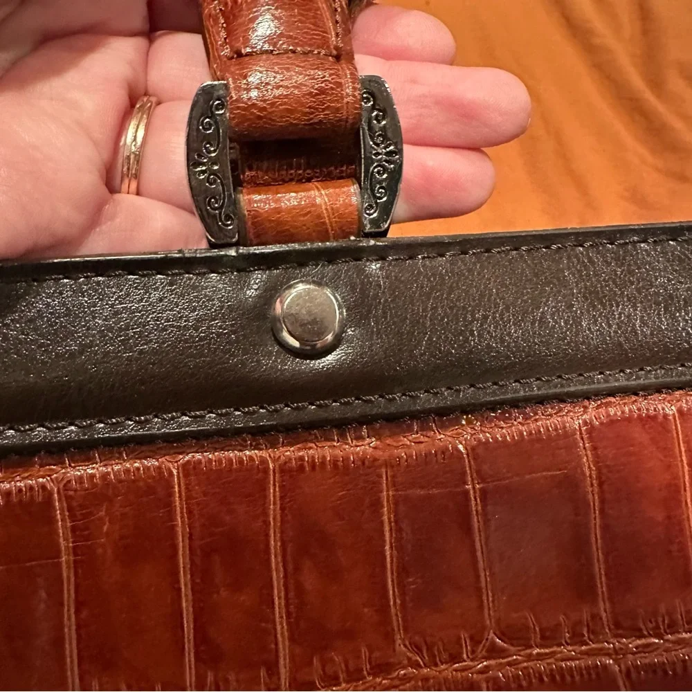 NWT Vintage Brighton Brown Croc Embossed Attaché Briefcase